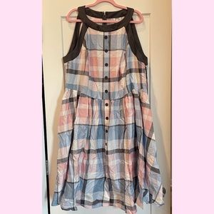 Unique Vintage Plus Size Pink and Blue Plaid Dress